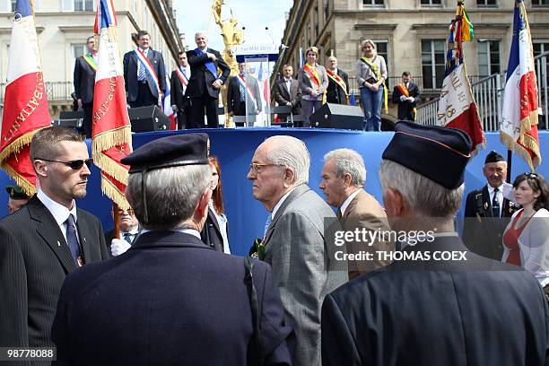 The president of French far-right party Front National , Jean-Marie Le Pen leaves place des Pyramides in Paris, after the party's annual celebration...