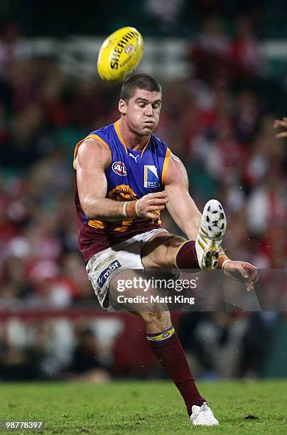 Jonathan Brown of the Lions snaps at goal during the round six AFL match between the Sydney Swans and the Brisbane Lions at the Sydney Cricket Ground...