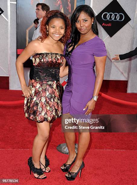 Shar Jackson and Daughter attends the "Iron Man 2" Los Angeles Premiere at the El Capitan Theatre on April 26, 2010 in Hollywood, California.