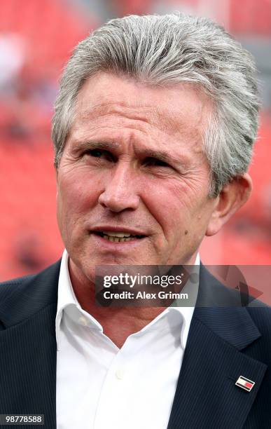 Head coach Jupp Heynckes of Leverkusen looks on before the Bundesliga match between Bayer Leverkusen and Hertha BSC Berlin at the BayArena on May 1,...