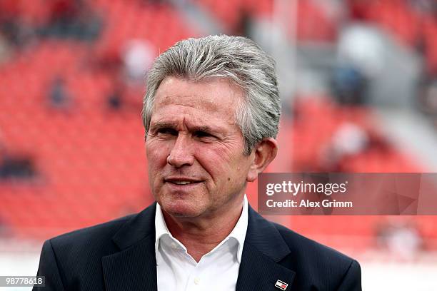 Head coach Jupp Heynckes of Leverkusen looks on before the Bundesliga match between Bayer Leverkusen and Hertha BSC Berlin at the BayArena on May 1,...