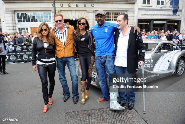 Jade Jagger, Michael Madsen, Eve and Idris Elba attend a photocall for send off of The Gumball 3000 Rally on May 1, 2010 in London, England.
