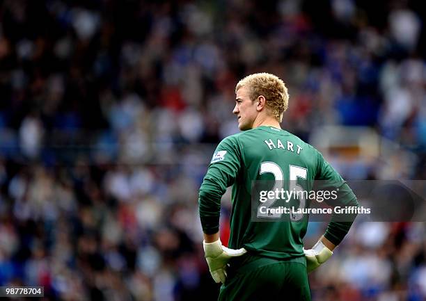 Joe Hart of Birmingham City looks on during the Barclays Premier League match between Birmingham City and Burnley at St. Andrews Stadium on May 1,...