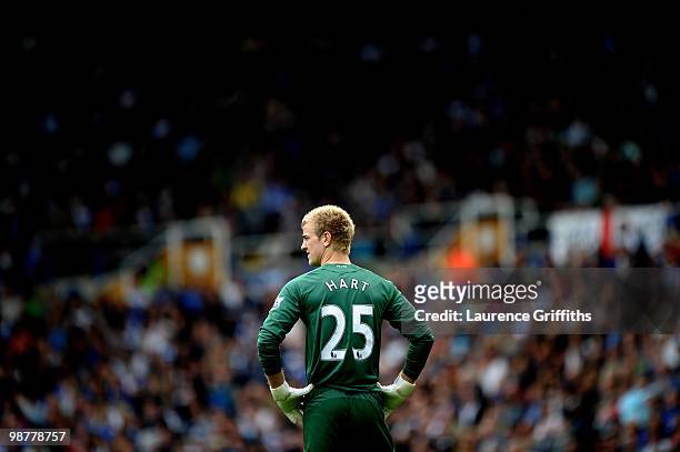 Joe Hart of Birmingham City looks on during the Barclays Premier League match between Birmingham City and Burnley at St. Andrews Stadium on May 1,...