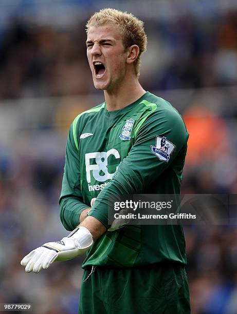 Joe Hart of Birmingham City shouts in frustration during the Barclays Premier League match between Birmingham City and Burnley at St. Andrews Stadium...