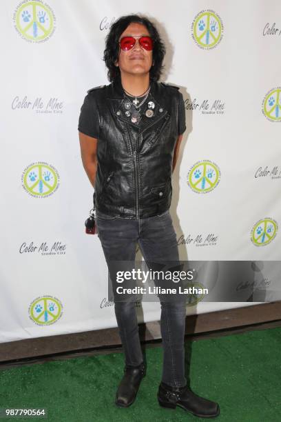 Singer Marq Torien of the BulletBoys attends the Fur & Feather Animal Sanctuary's "Paint 4 Paws" Charity Benefit at Color Me Mine on June 29, 2018 in...