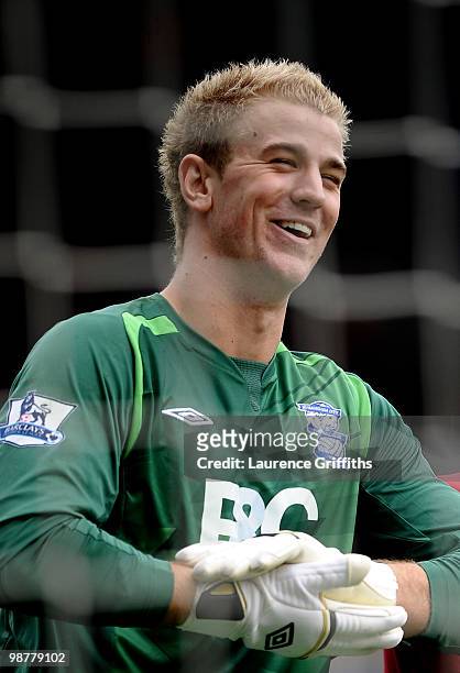 Joe Hart of Birmingham City looks on during the Barclays Premier League match between Birmingham City and Burnley at St. Andrews Stadium on May 1,...
