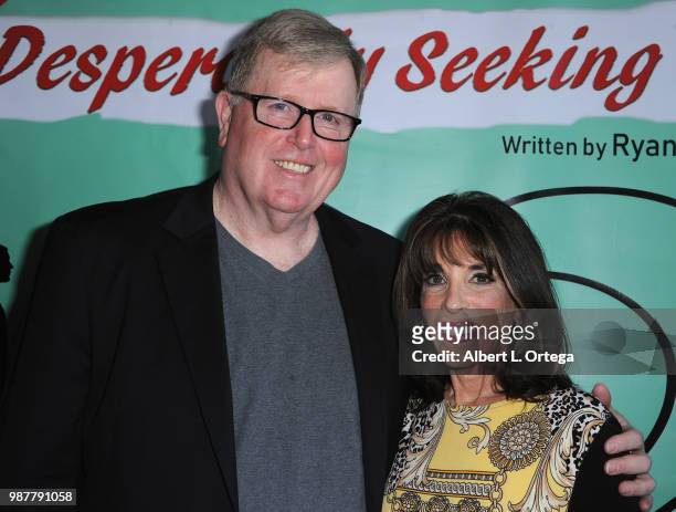 Actor Thomas F. Evans and actress Kate Linder pose at "Desperately Seeking Love" - Los Angeles Opening Night held at The Whitefire Theatre on June...