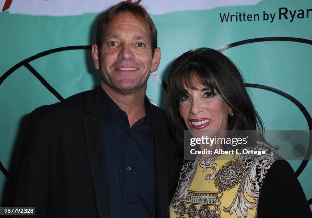 Director Moosie Drier and actress Kate Linder pose at "Desperately Seeking Love" - Los Angeles Opening Night held at The Whitefire Theatre on June...