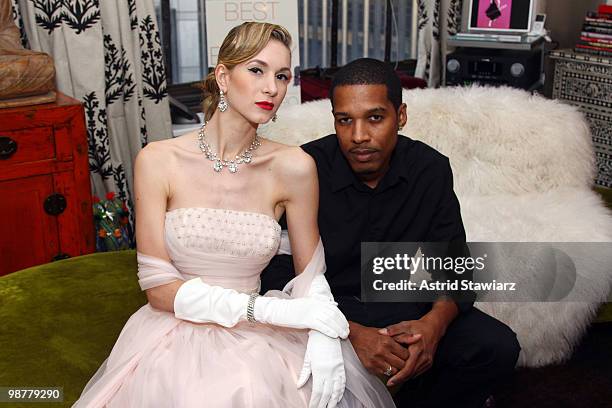 Model Christina Cabraru and hairstylist Kool Lee Mason attend the launch party for "Dreaming of Dior" at Luxe Laboratory on April 30, 2010 in New...