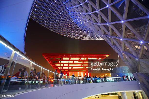 The night scene at the China Pavilion on the opening day of the Shanghai World Expo on May 1, 2010 in Shanghai, China. Shanghai World Expo will be...