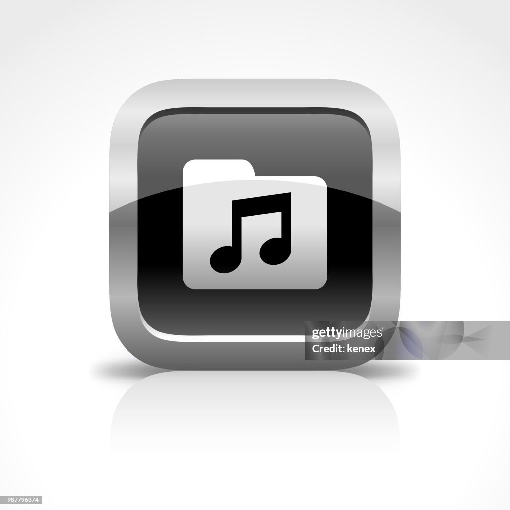 Music and Document Glossy Button Icon