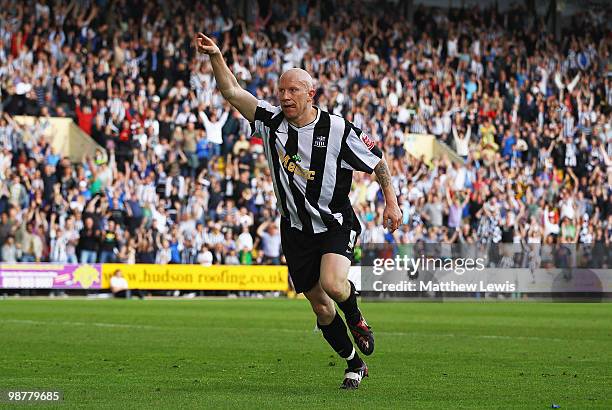 Lee Hughes of Notts County celebrates his goal during the Coca-Cola League Two match between Notts County and Cheltenham Town at Meadow Lane on May...