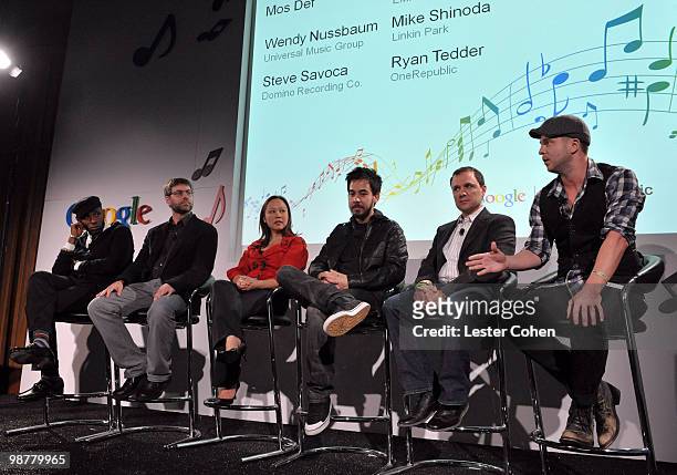 Hip-Hop vocalist Mos Def, EMI Music's Syd Schwartz, Universal Music Group's Wendy Nussbaum, Mike Shinoda of Linkin Park, Domino Recordings Co.'s...