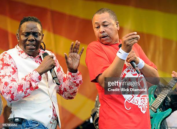 Earth, Wind & Fire founding members Philip Bailey and Ralph Johnson perform at the 2010 New Orleans Jazz & Heritage Festival Presented By Shell - Day...