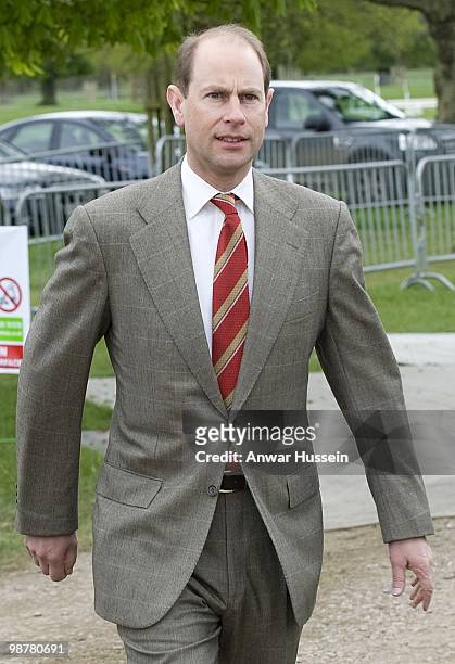 Prince Edward, Earl of Wessex arrives at Badminton Horse Trials on May 1, 2010 in Badminton, England