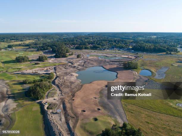 aerial view of österåkers golf course in construction - remus kotsell stock pictures, royalty-free photos & images