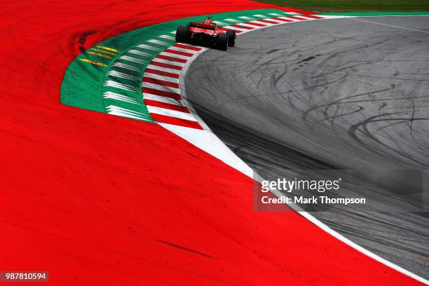 Sebastian Vettel of Germany driving the Scuderia Ferrari SF71H on track during final practice for the Formula One Grand Prix of Austria at Red Bull...