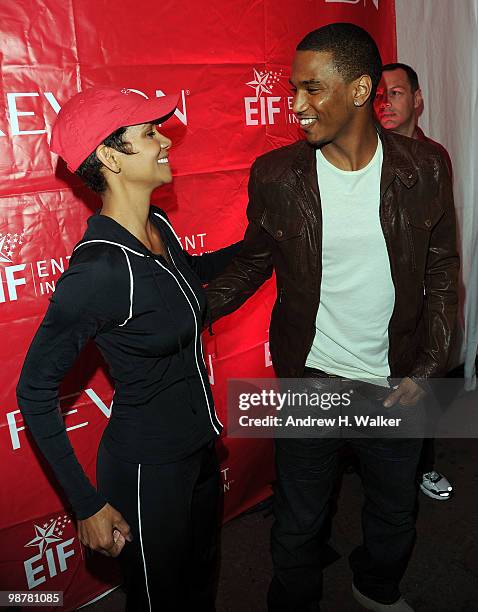 Actress Halle Berry and singer Trey Songz attend the 13th Annual Entertainment Industry Foundation Revlon Run/Walk For Women at Times Square on May...
