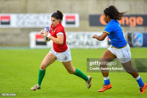 Catarina Ribeiro of Portugal during the Grand Prix Series - Rugby Seven match between Italy and Portugal on June 29, 2018 in Marcoussis, France.