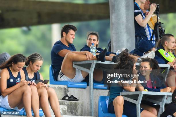 Jeremy Aicardi and Fanny Horta of France during the Grand Prix Series - Rugby Seven match between Ireland and Wales on June 29, 2018 in Marcoussis,...