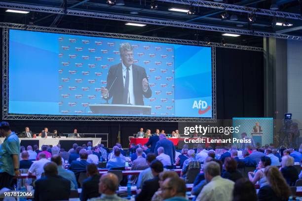 Joerg Meuthen of the right-wing Alternative for Germany political party speaks at the AfD federal congress on June 30, 2018 in Augsburg, Germany. The...