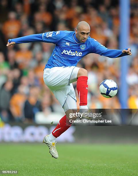 Anthony Vanden Borre of Portsmouth in action during the Barclays Premier League match between Portsmouth and Wolverhampton Wanderers at Fratton Park...