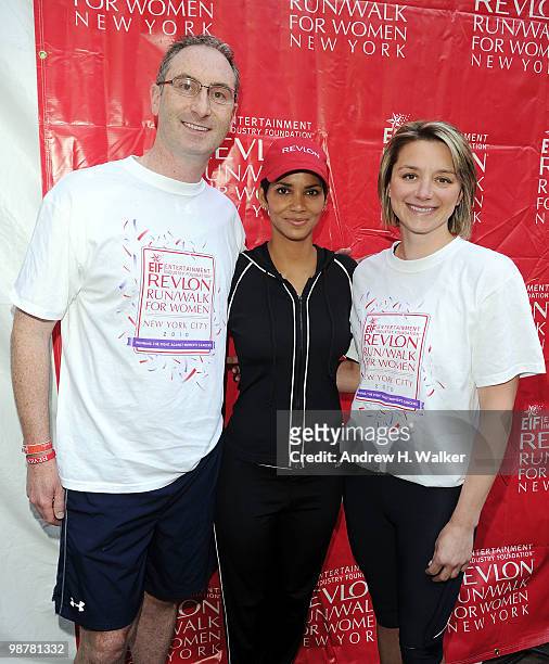 Revlon CEO Alan Ennis, Halle Berry and Mrs. Ennis attend the 13th Annual Entertainment Industry Foundation Revlon Run/Walk For Women at Times Square...