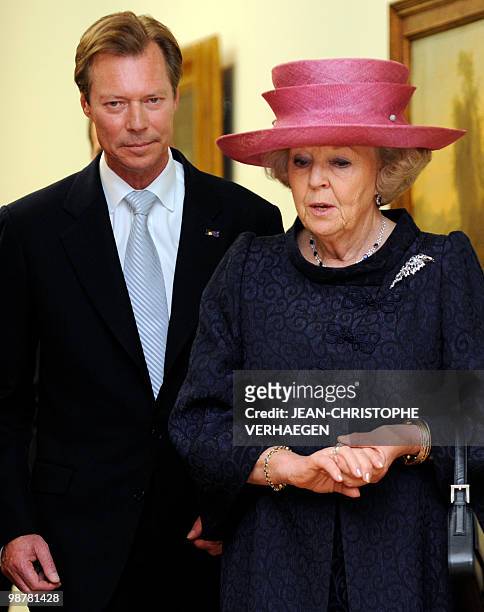 Queen Beatrix of Netherlands and Grand Duke Henri of Luxembourg attend the inauguration of the Villa Vauban, a new museum of Luxembourg, with its...