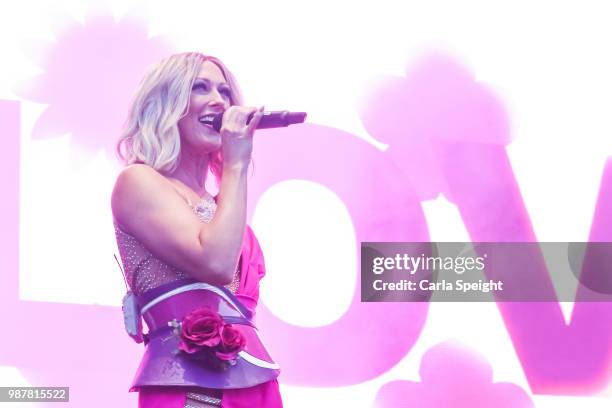 Faye Tozer of Steps performs at Scarborough Open Air Theatre on June 29, 2018 in Scarborough, England.