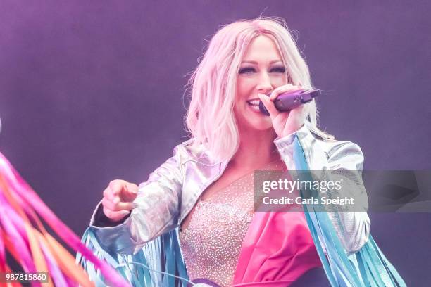 Faye Tozer of Steps performs at Scarborough Open Air Theatre on June 29, 2018 in Scarborough, England.