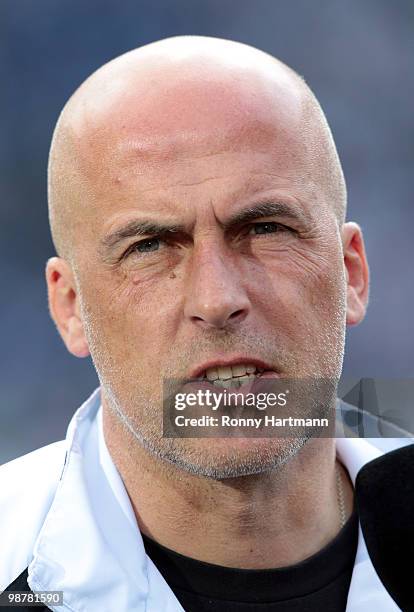 Head coach Michael Frontzeck of Moenchengladbach is seen prior to the Bundesliga match between Hannover 96 and Borussia Moenchengladbach at AWD Arena...