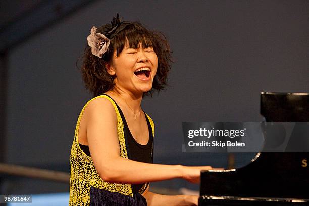 Jazz composer and pianist Hiromi Uehara of the Stanley Clarke Band performs during day 5 of the 41st Annual New Orleans Jazz & Heritage Festival at...