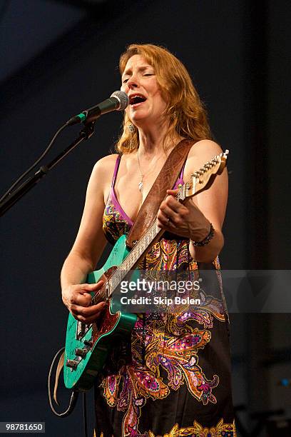 Blues singer and guitarist Susan Tedeschi of the Derek Trucks & Susan Tedeschi Band performs during day 5 of the 41st Annual New Orleans Jazz &...