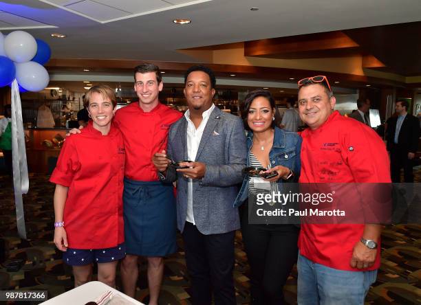 Pedro Martinez and chef Chris Coombs attend the Pedro Martinez Charity Feast With 45 at Fenway Park on June 29, 2018 in Boston, Massachusetts.