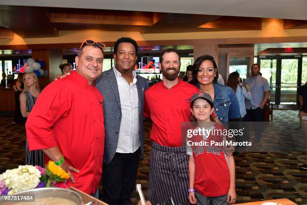 Nick Calias, Pedro and Carolina Martinez and Tony Maws attend the Pedro Martinez Charity Feast With 45 at Fenway Park on June 29, 2018 in Boston,...