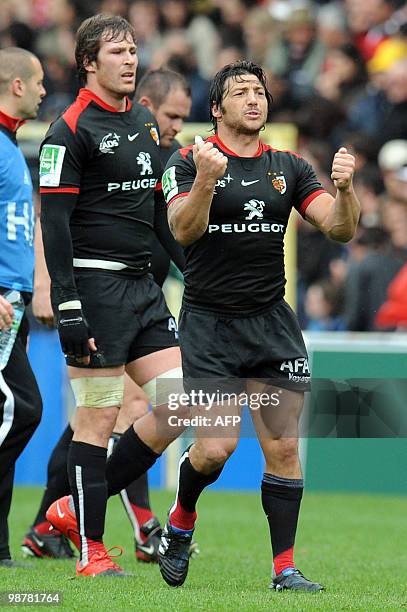 Toulouse's scrum-half Byron Kelleher at the end of the European cup rugby union semi-final match Toulouse vs Leinster, on May 1, 2010 at the stadium...