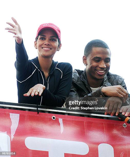 Actress Halle Berry and singer Trey Songs attend the 13th Annual EntertainmentIindustry Foundation Revlon Run/Walk For Women at Times Square on May...