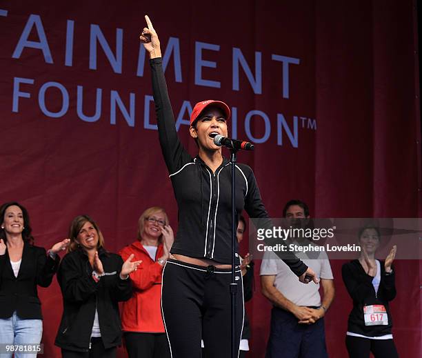 Actress Halle Berry attends the 13th Annual Entertainment Industry Foundation Revlon Run/Walk For Women at Times Square on May 1, 2010 in New York...