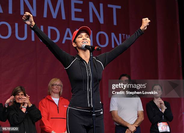 Actress Halle Berry attends the 13th Annual Entertainment Industry Foundation Revlon Run/Walk For Women at Times Square on May 1, 2010 in New York...