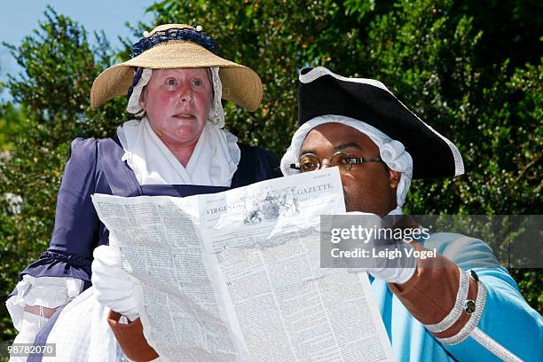 Sharon Hollands and Stephen Seals perform during the launch of the Colonial Williamsburg Artist Program at Colonial Williamsburg on May 1, 2010 in...