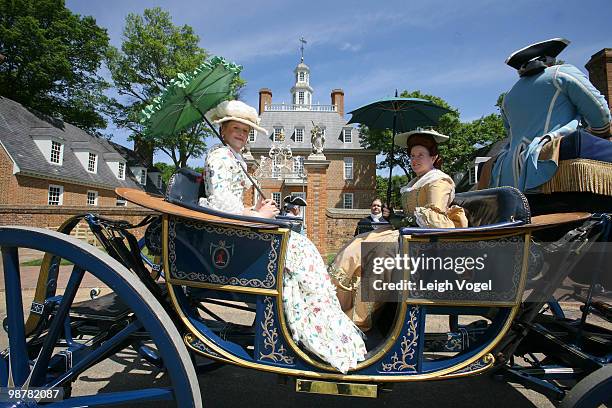 Mamie Gummer and Sharon Hollands perform during the launch of the Colonial Williamsburg Artist Program at Colonial Williamsburg on May 1, 2010 in...