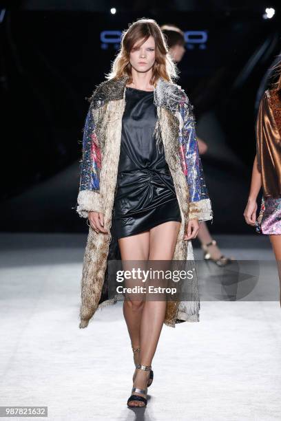 Model walks the runway at the Custo Barcelona show during the Barcelona 080 Fashion Week on June 28, 2018 in Barcelona, Spain.