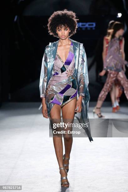 Model walks the runway at the Custo Barcelona show during the Barcelona 080 Fashion Week on June 28, 2018 in Barcelona, Spain.