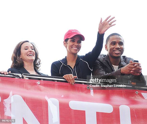 Philanthropist/activist Lilly Tartikoff, actress Halle Berry, and singer Trey Songz attend the 13th Annual Entertainment Industry Foundation Revlon...