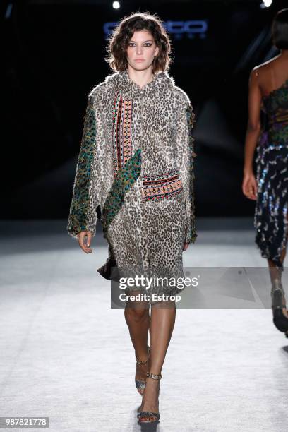 Model walks the runway at the Custo Barcelona show during the Barcelona 080 Fashion Week on June 28, 2018 in Barcelona, Spain.