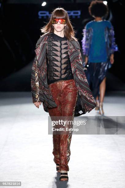 Mayka Merino walks the runway at the Custo Barcelona show during the Barcelona 080 Fashion Week on June 28, 2018 in Barcelona, Spain.