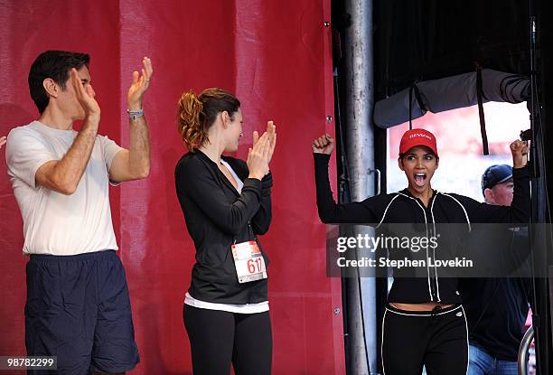 Personality Dr. Mehmet Oz., actress Jessica Biel, and actress Halle Berry attend the 13th Annual Entertainment Industry Foundation Revlon Run/Walk...