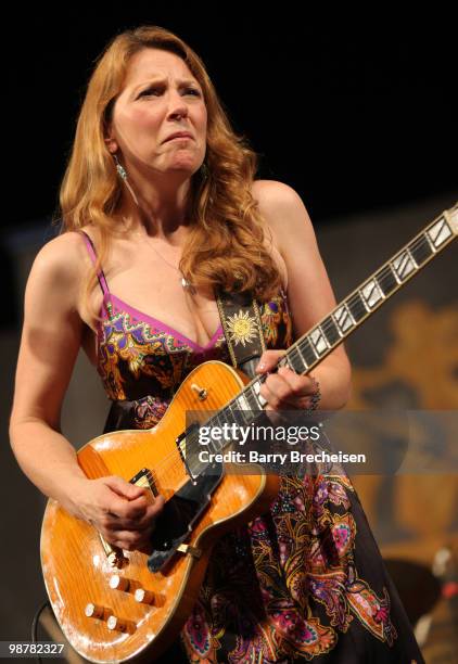 Blues and soul singer and guitarist Susan Tedeschi performs during day 5 of the 41st Annual New Orleans Jazz & Heritage Festival at the Fair Grounds...