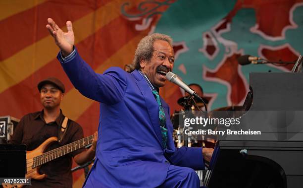 New Orleans musician, composer and record producer Allen Toussaint performs during day 5 of the 41st Annual New Orleans Jazz & Heritage Festival at...